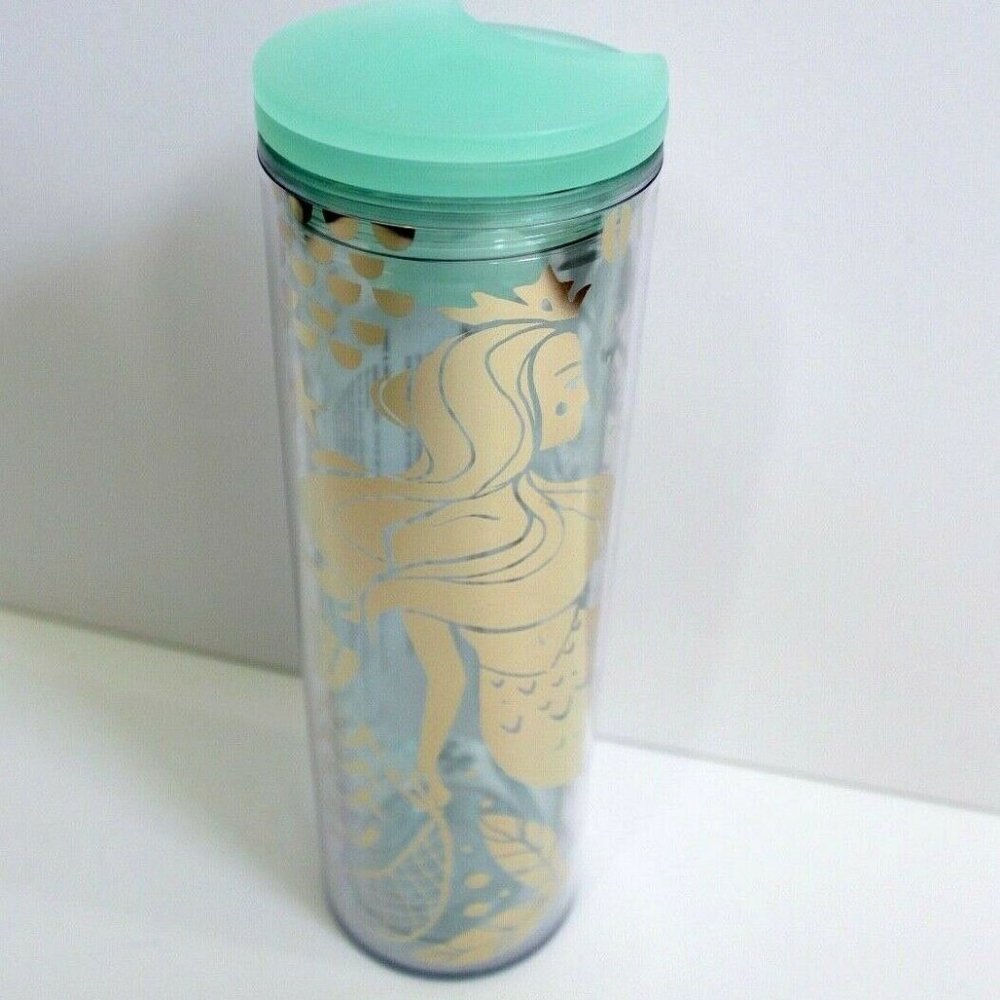 Starbucks 2020 Gold Mermaid Siren Clear Acrylic Tumbler 16 oz